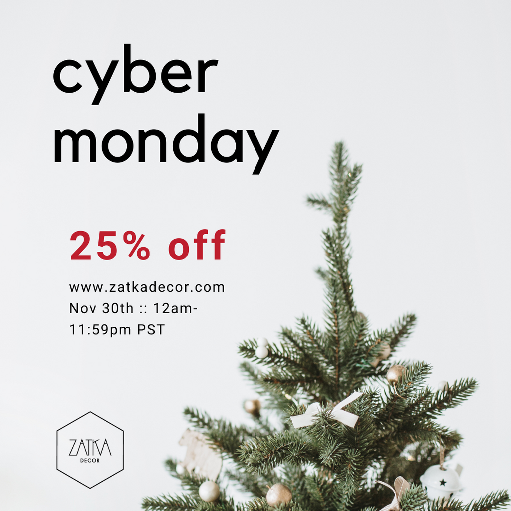Zatka Decor modern home decor 25%off cyber monday sale with christmas tree top