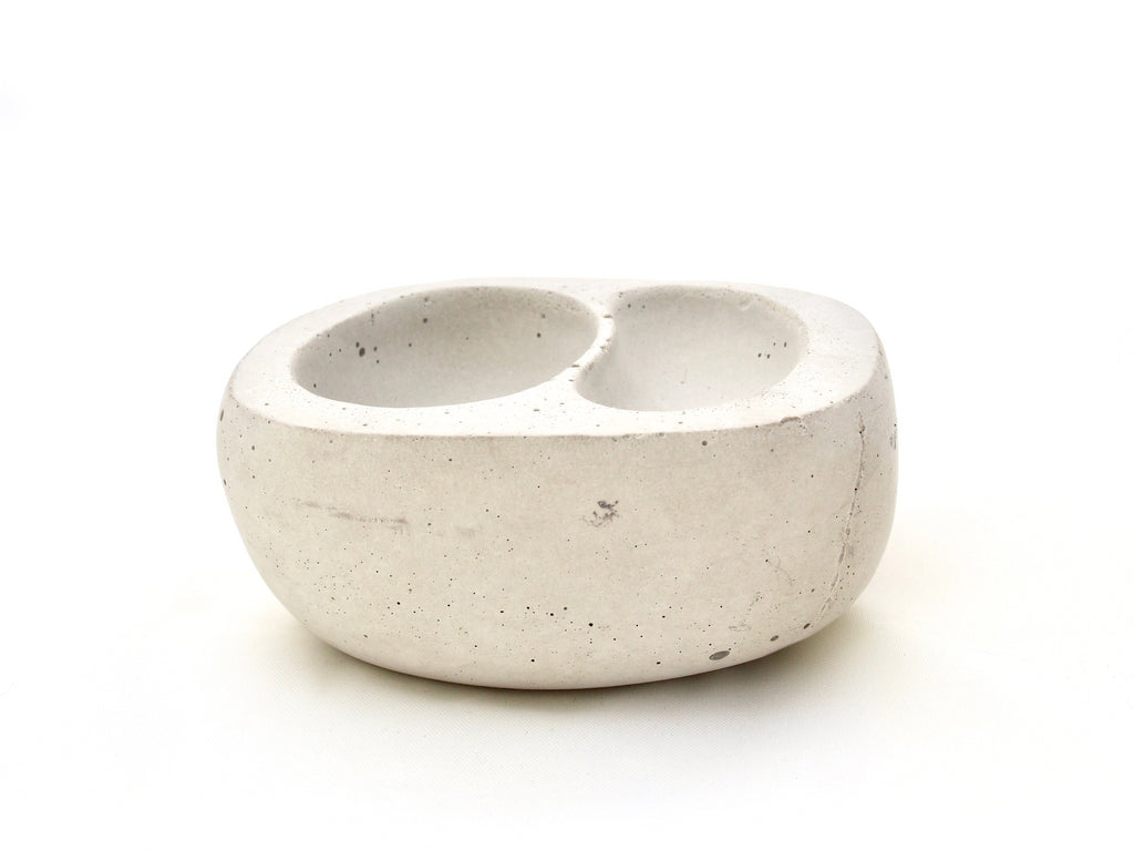The Stephanie bowl, small lt grey concrete, two nestled indentations