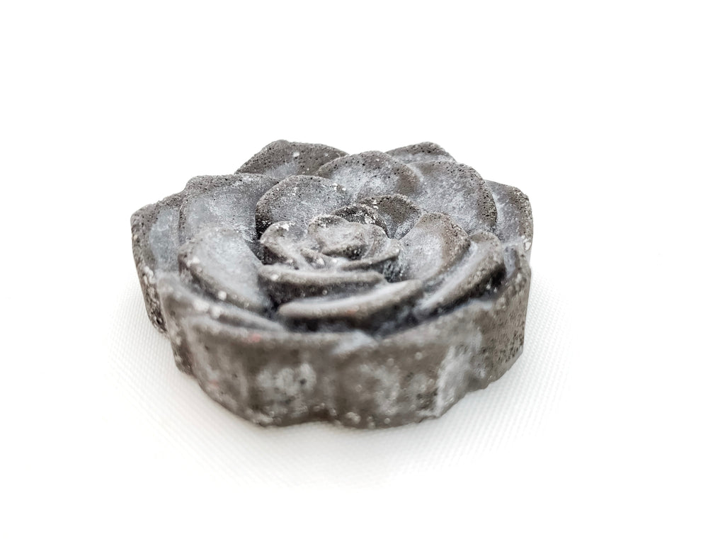 Concrete Rose magnet, charcoal grey side view, modern home decor