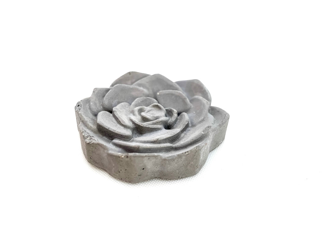 Concrete Rose magnet, dark grey side view, modern home decor