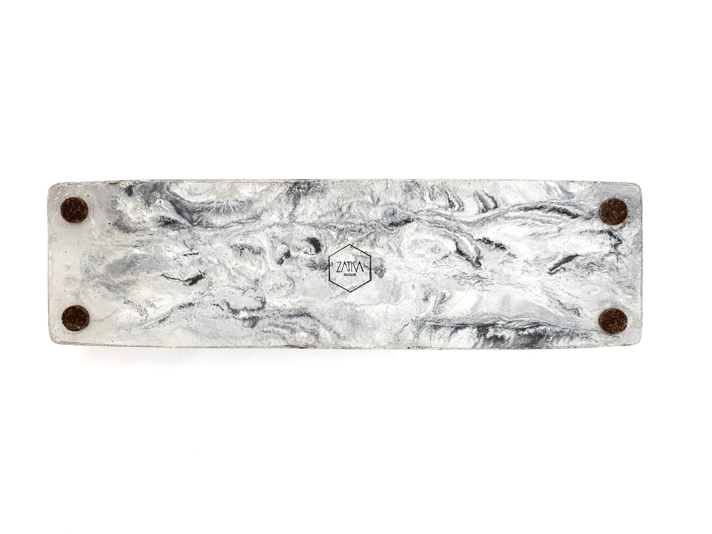 Concrete pen tray marbled underside view, modern home decor